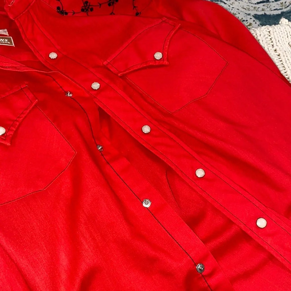 Vintage red country western snap button shirt size large - Picture 7 of 9